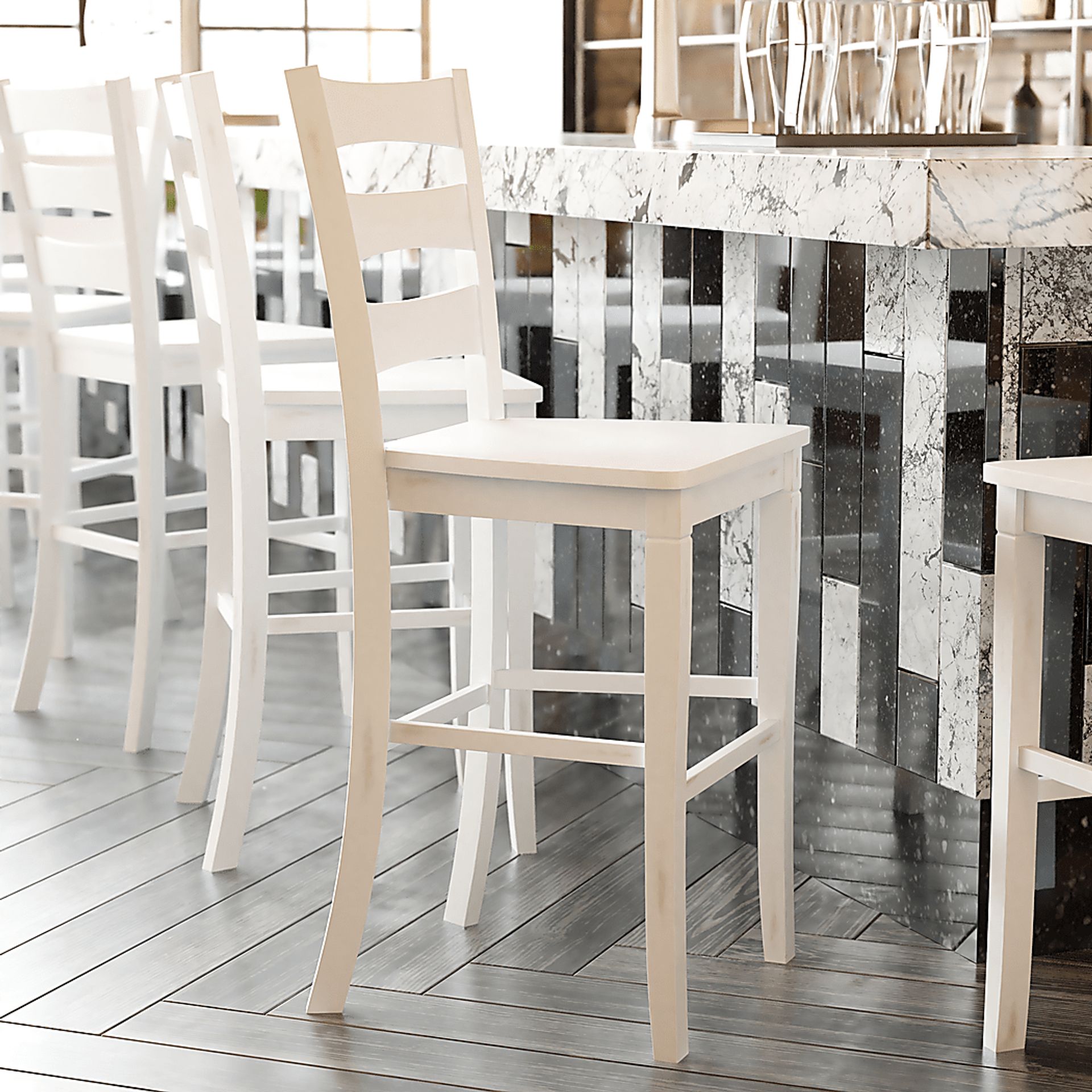 Madrona White Barstool, Set of 2 - Image 3