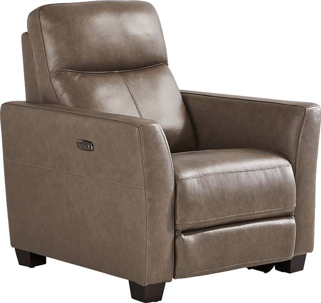Maestro Mushroom Leather Dual Power Recliner - Thumbnail - Image 3