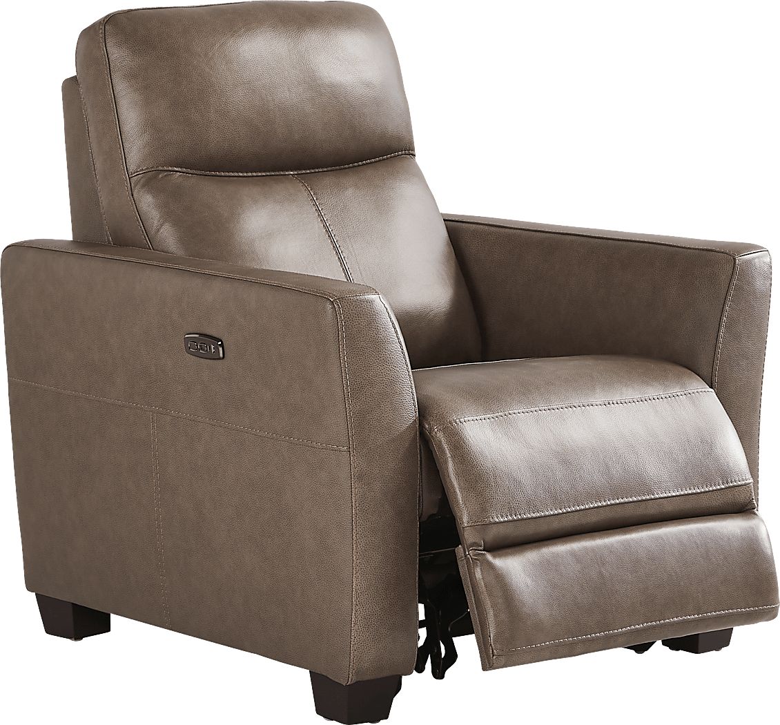 Maestro Mushroom Leather Dual Power Recliner