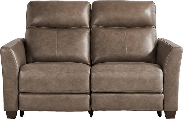 Maestro Mushroom Leather Dual Power Reclining Loveseat - Thumbnail - Image 2