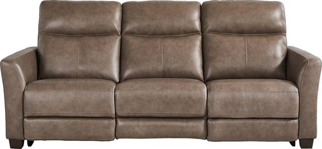 Maestro Mushroom Leather Dual Power Reclining Sofa - Thumbnail - Image 3