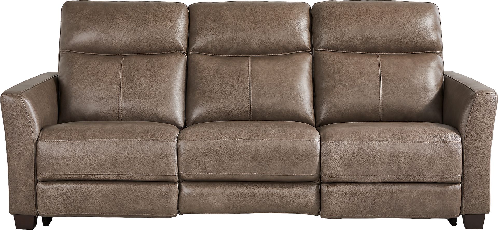 Maestro Mushroom Leather Dual Power Reclining Sofa - Image 3