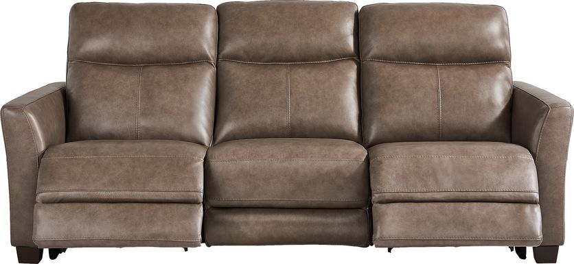 Maestro Mushroom Leather Dual Power Reclining Sofa