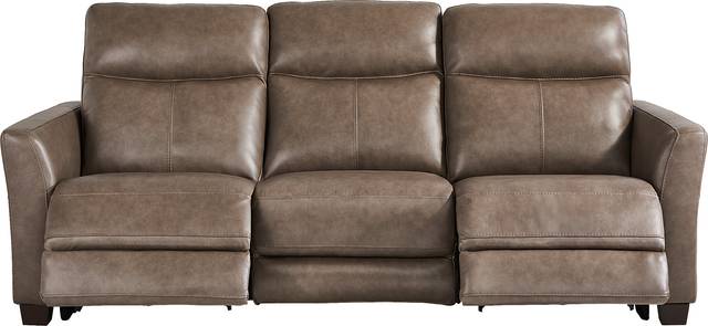 Maestro Mushroom Leather Dual Power Reclining Sofa - Thumbnail - Image 1