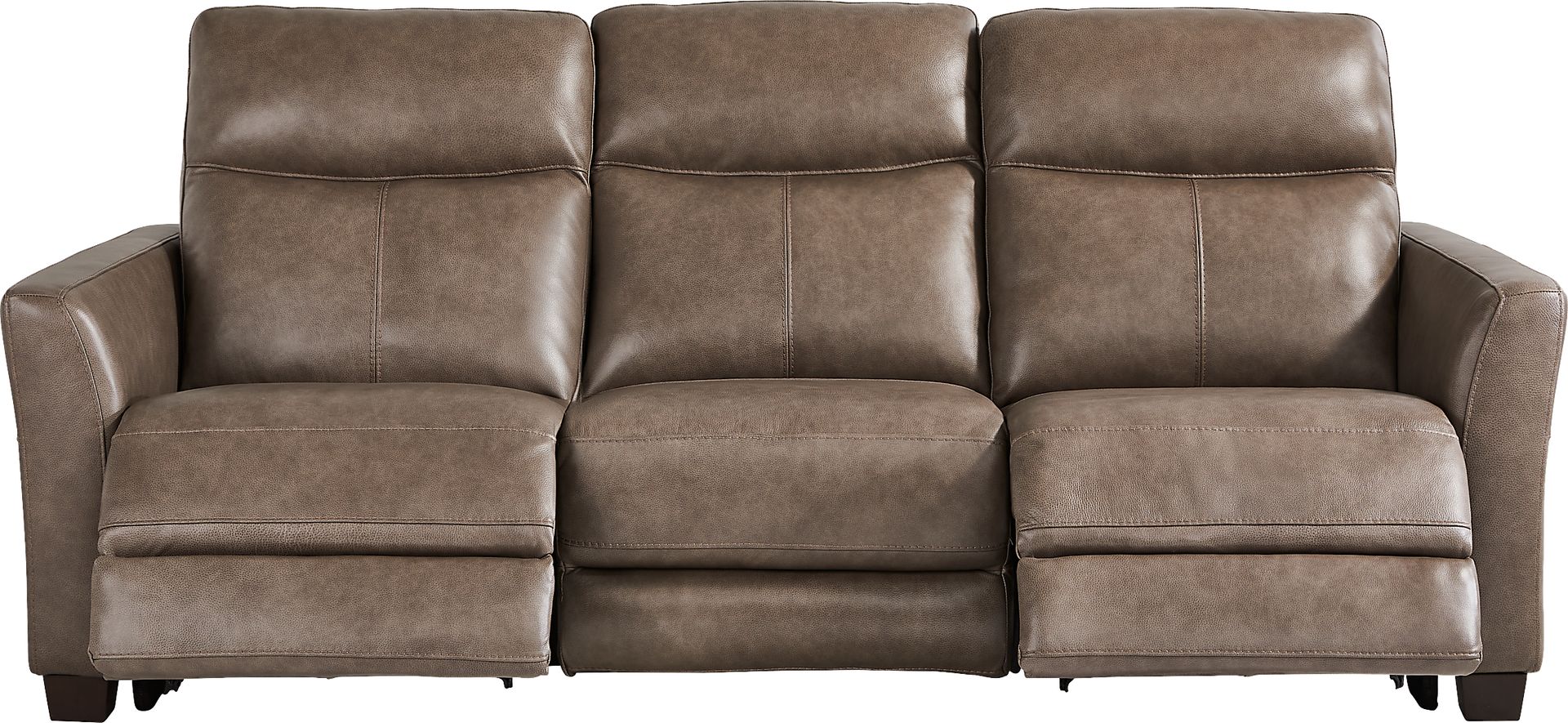 Maestro Mushroom Leather Dual Power Reclining Sofa - Image 1