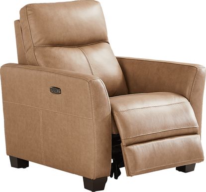 Maestro Sand Leather Dual Power Recliner