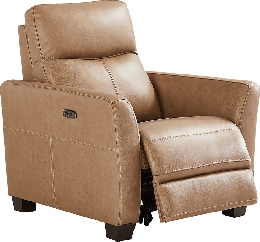 Maestro Sand Leather Dual Power Recliner