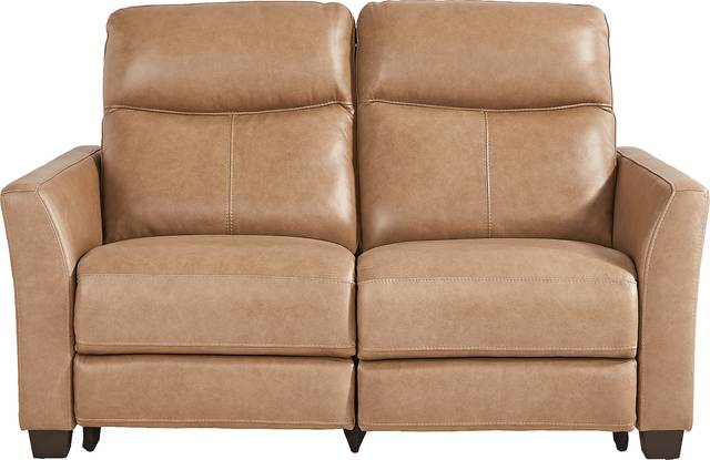 Maestro Sand Leather Dual Power Reclining Loveseat - Thumbnail - Image 2