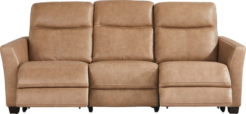 Maestro Sand Leather Dual Power Reclining Sofa