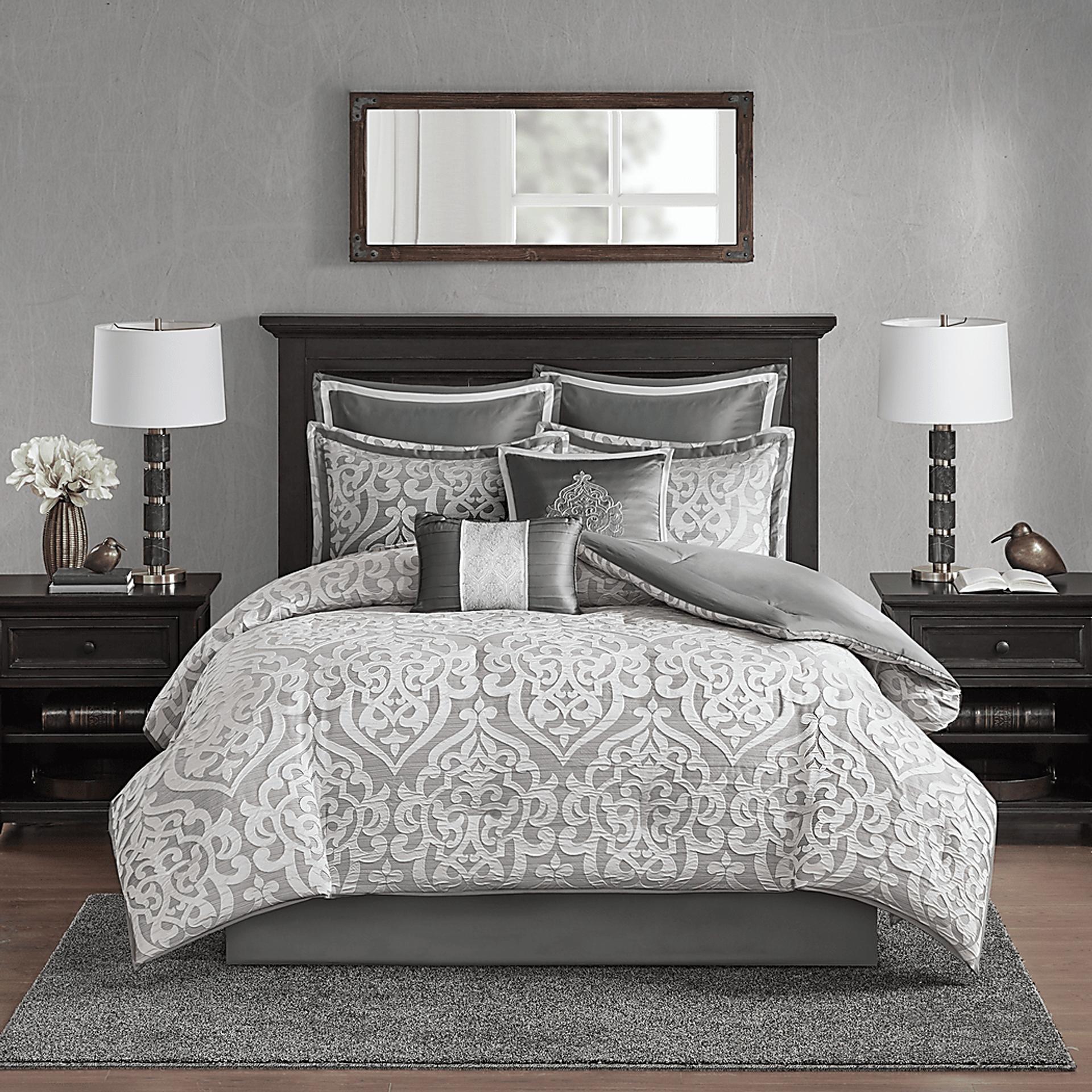 Magali Silver 8 Pc Queen Comforter Set