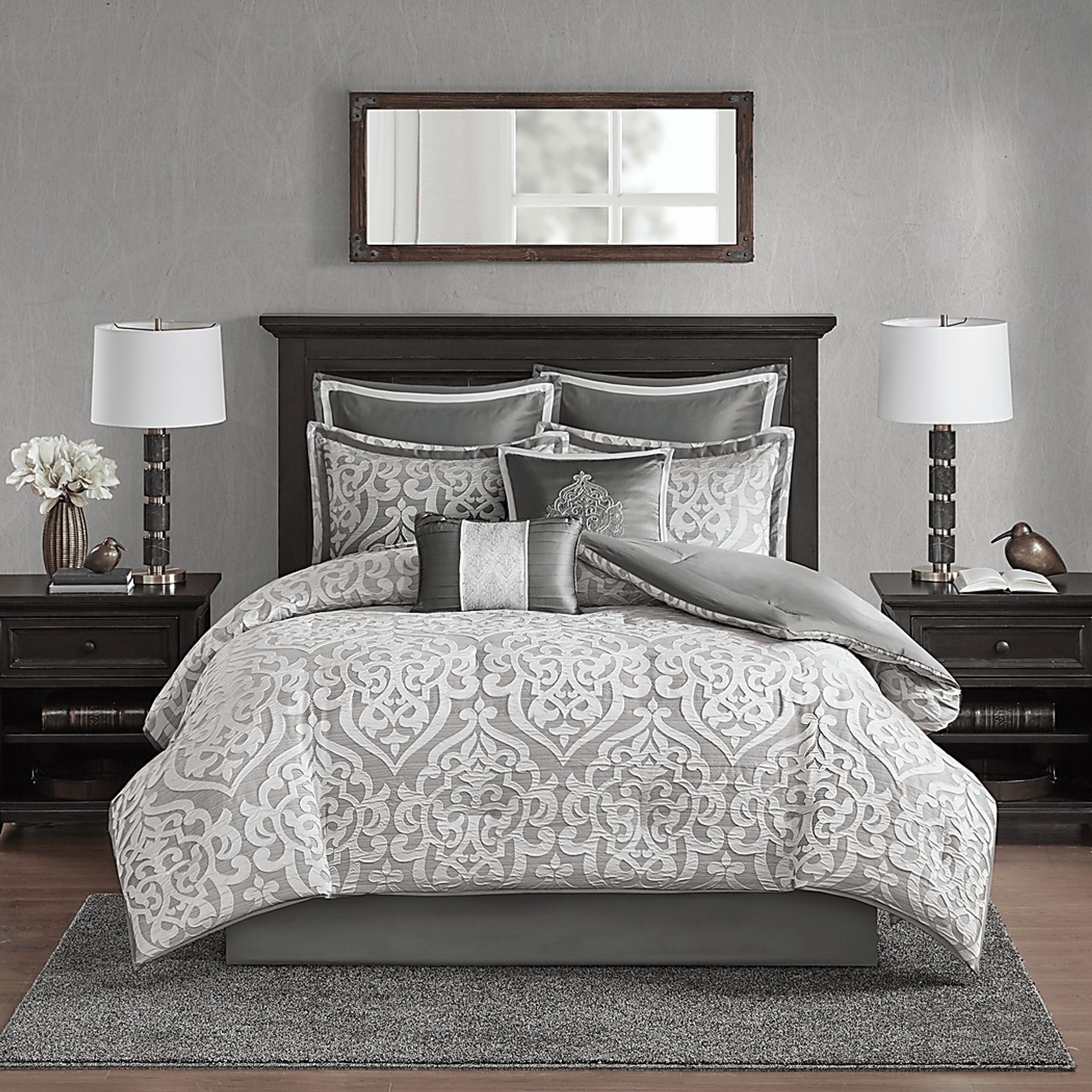 Magali Silver 8 Pc Queen Comforter Set - Image 1