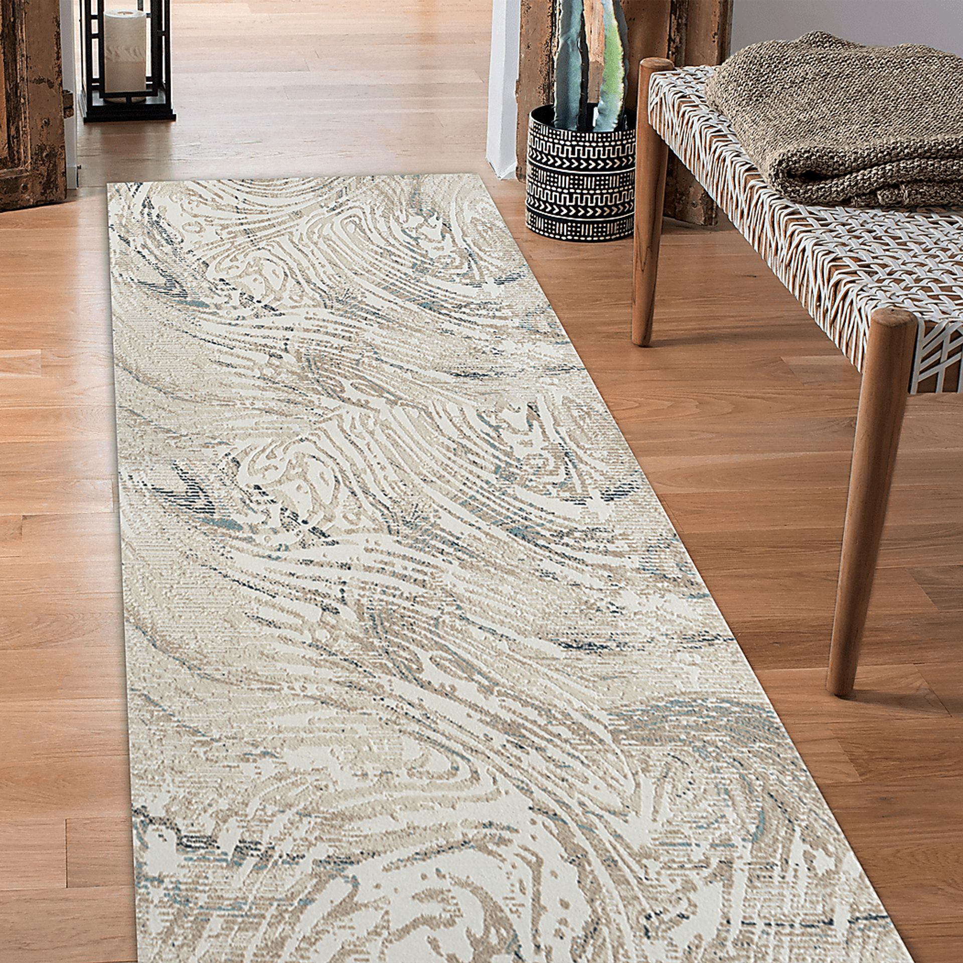 Maged Ivory/Blue 2'6 x 8' Runner Rug - Image 2