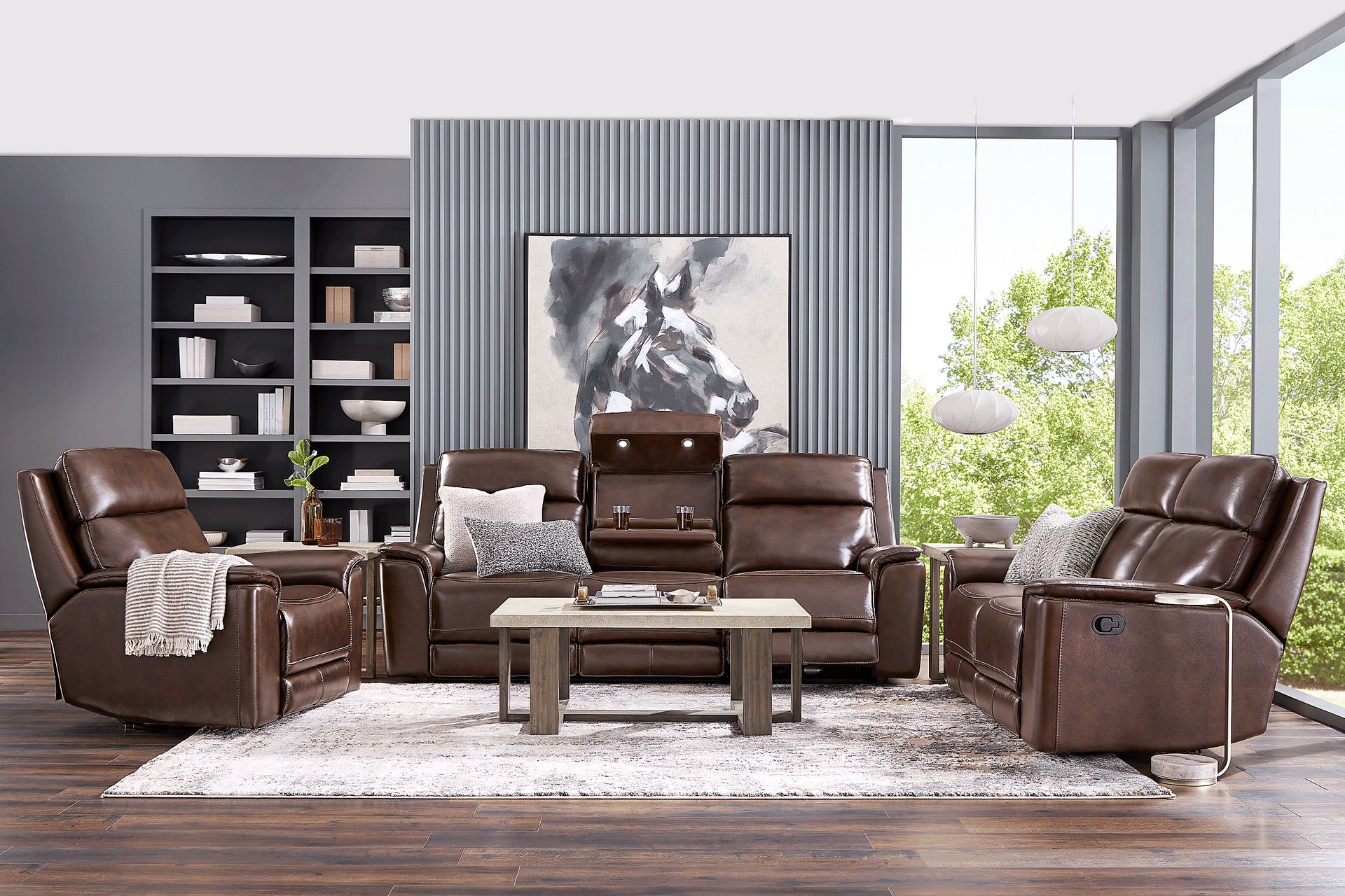 Magellan Chocolate Leather Reclining Loveseat - Image 2