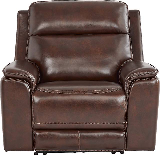 Magellan Chocolate Leather Dual Power Recliner - Thumbnail - Image 2