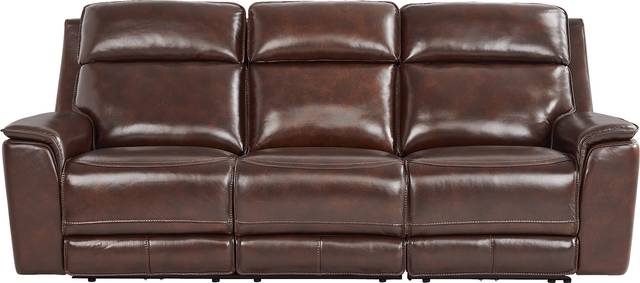 Magellan Chocolate Leather Dual Power Reclining Sofa - Thumbnail - Image 4