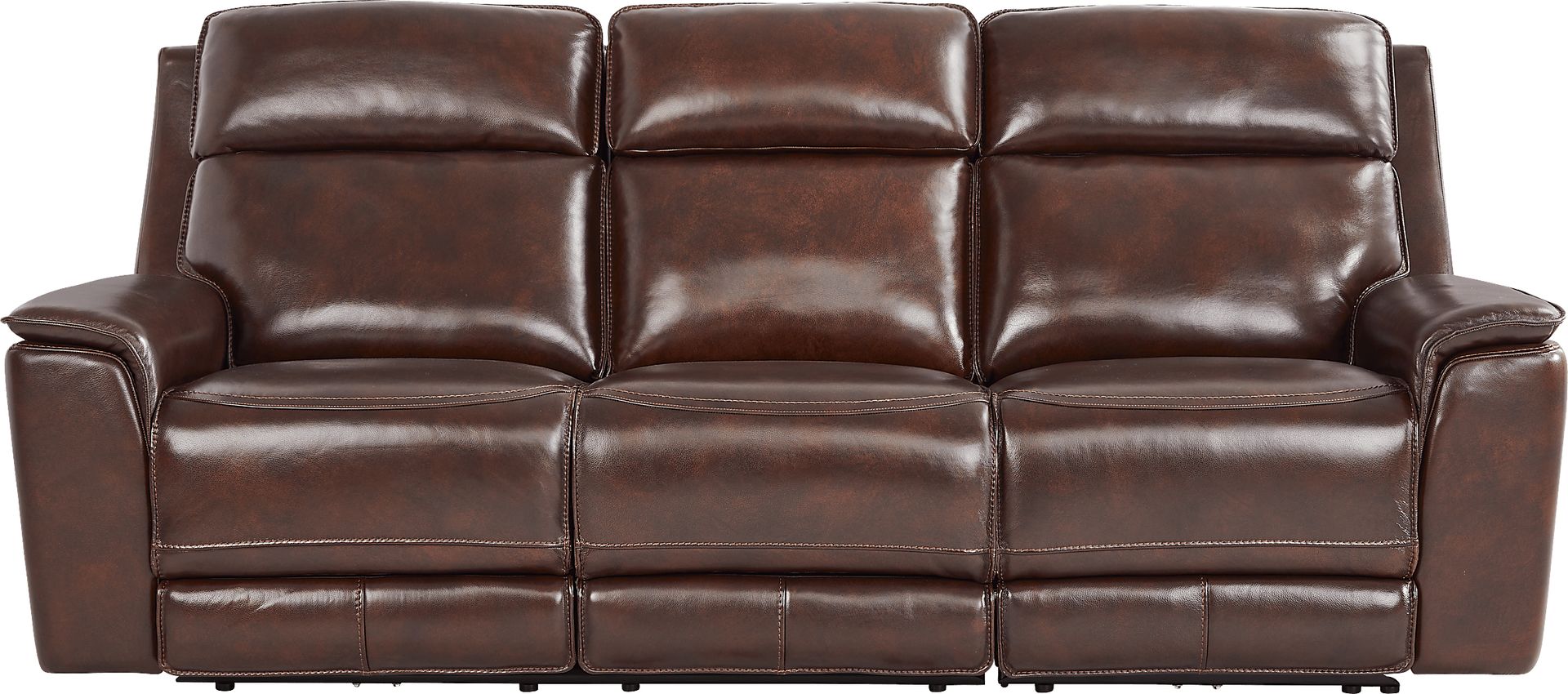 Magellan Chocolate Leather Dual Power Reclining Sofa - Image 4
