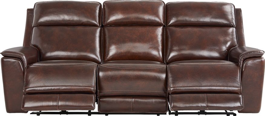 Magellan Chocolate Leather Dual Power Reclining Sofa