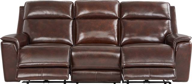 Magellan Chocolate Leather Dual Power Reclining Sofa - Thumbnail - Image 1