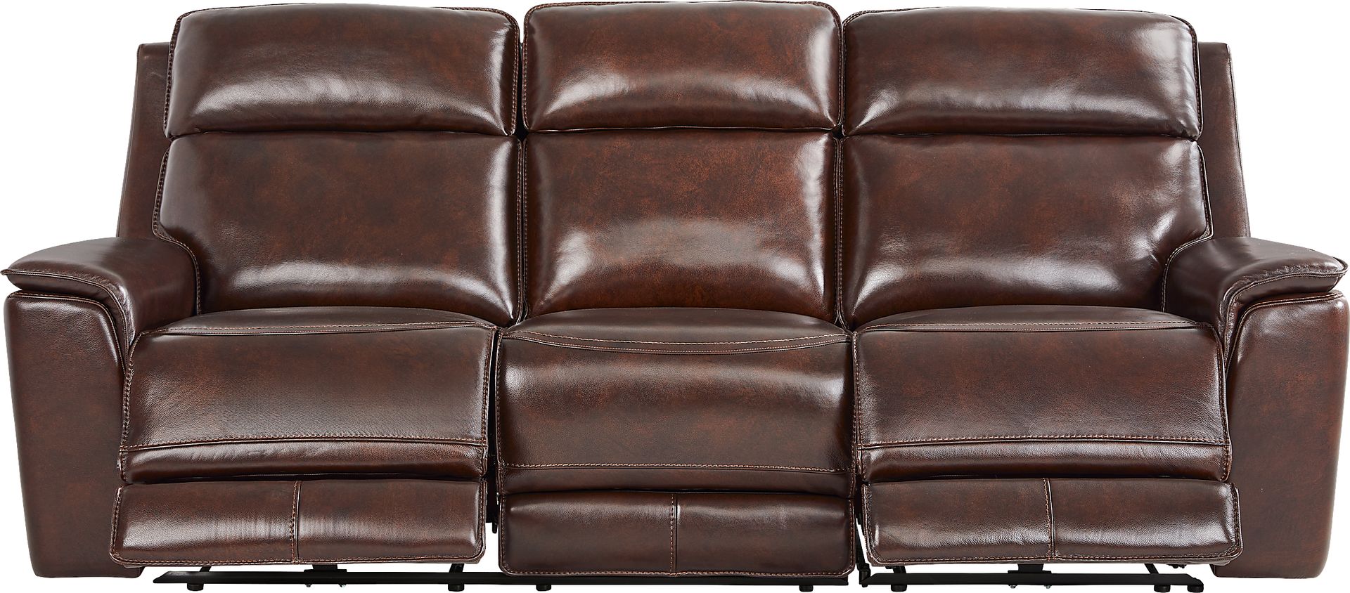 Magellan Chocolate Leather Dual Power Reclining Sofa - Image 1