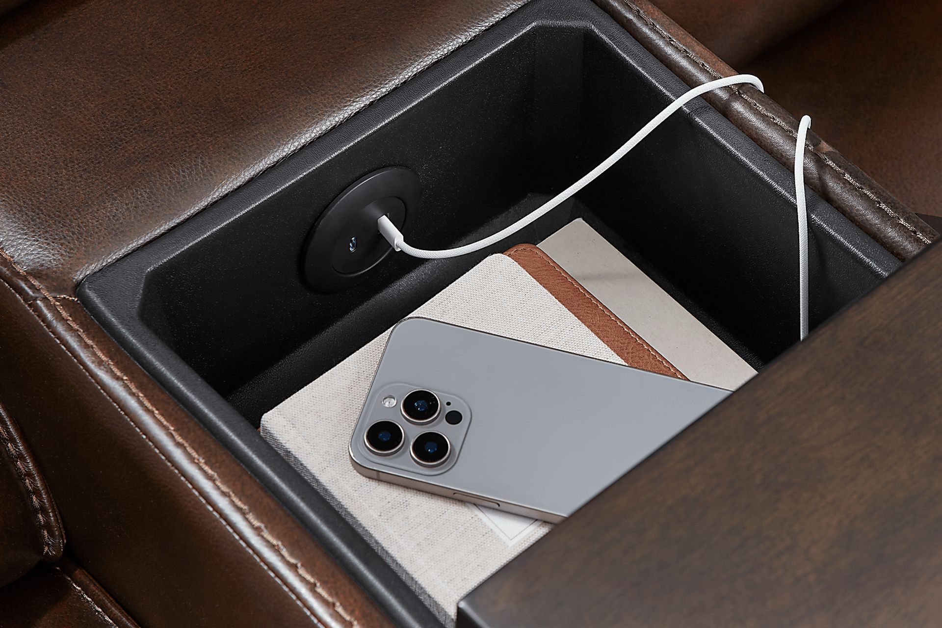 Magellan Chocolate Leather 5 Pc Dual Power Reclining Living Room - Image 14