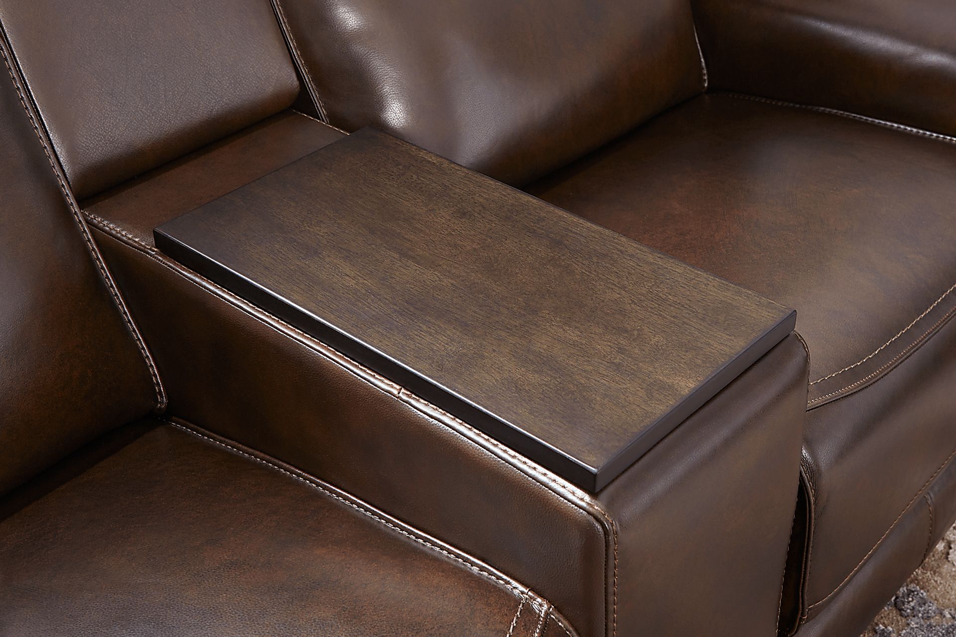 Magellan Chocolate Leather Dual Power Reclining Console Loveseat - Image 6