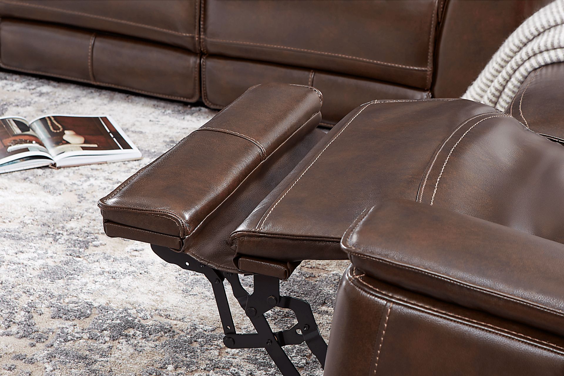 Magellan Chocolate Leather Reclining Loveseat - Image 3