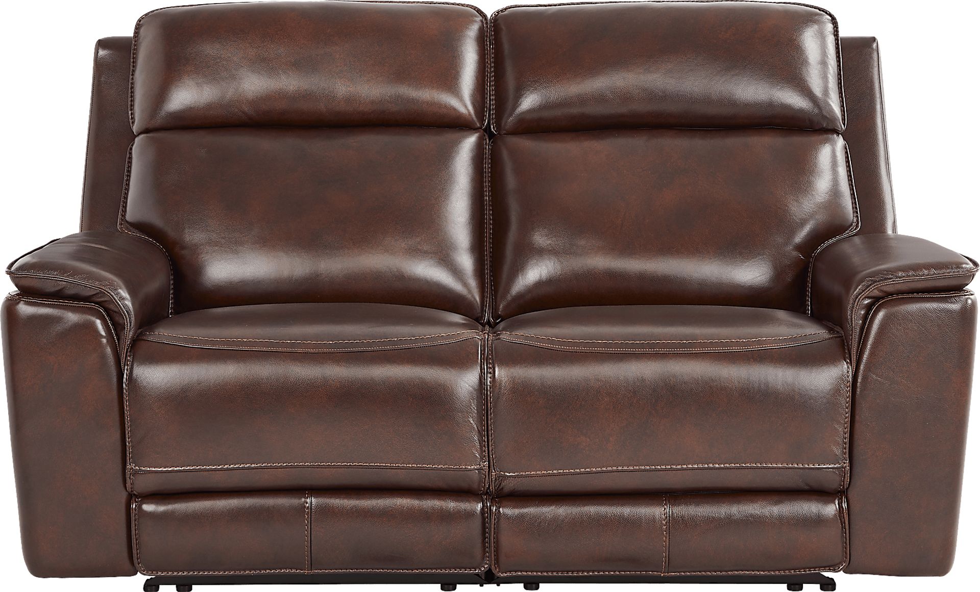 Magellan Chocolate Leather Reclining Loveseat - Image 2