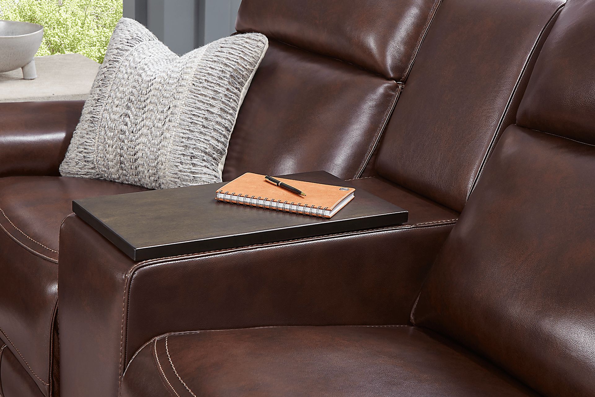 Magellan Merlot Leather Dual Power Reclining Console Loveseat - Image 3