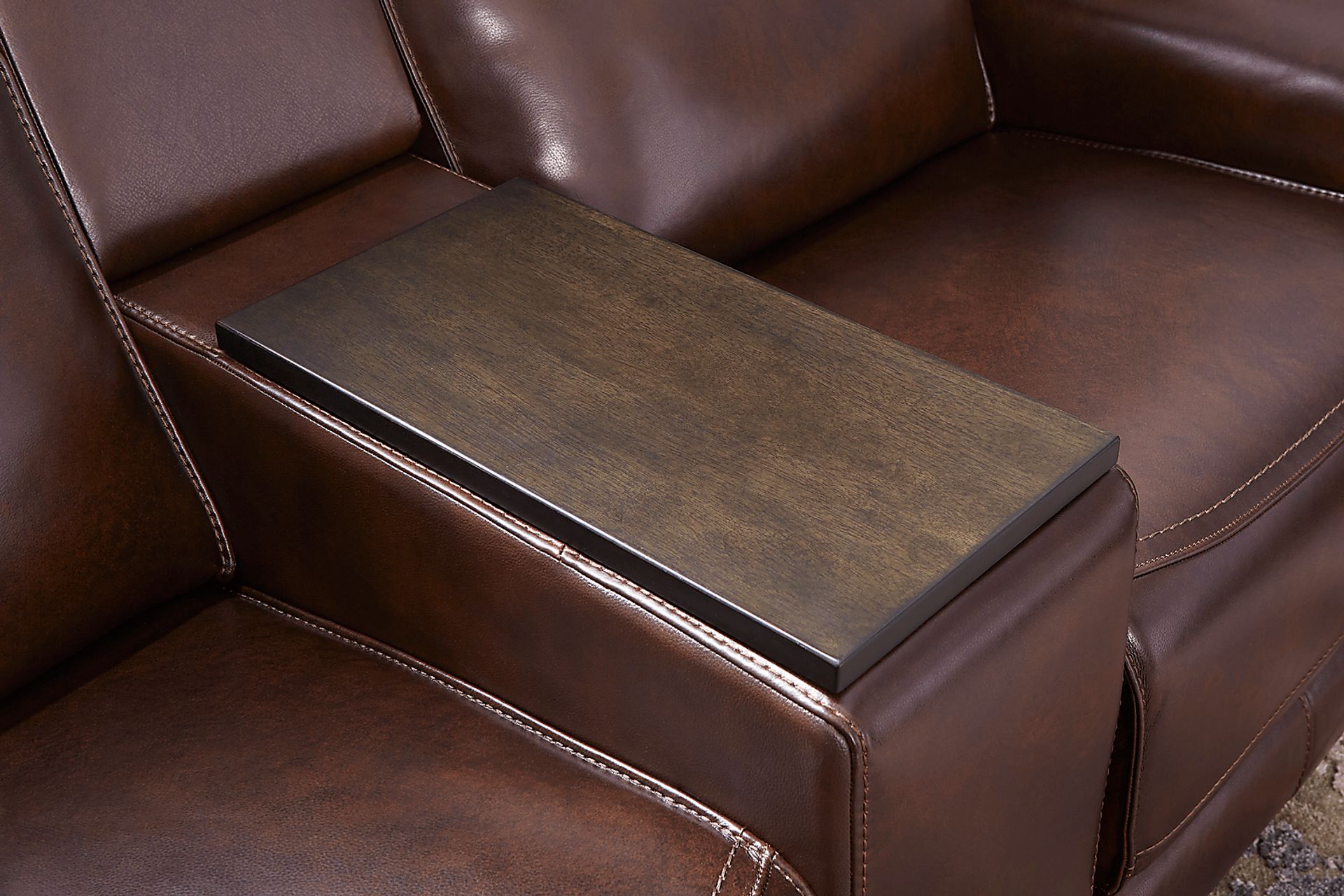 Magellan Merlot Leather Dual Power Reclining Console Loveseat - Image 5