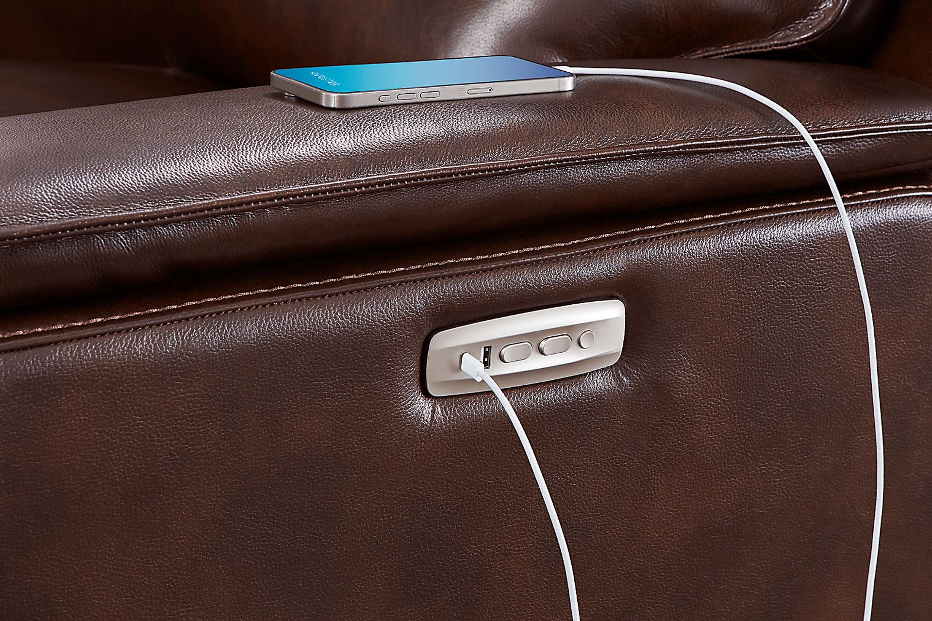 Magellan Merlot Leather Dual Power Reclining Console Loveseat - Image 8