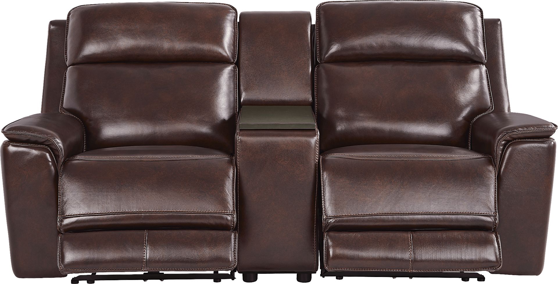 Magellan Merlot Leather Dual Power Reclining Console Loveseat - Image 1