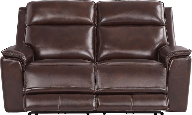 Magellan Merlot Leather Dual Power Reclining Loveseat