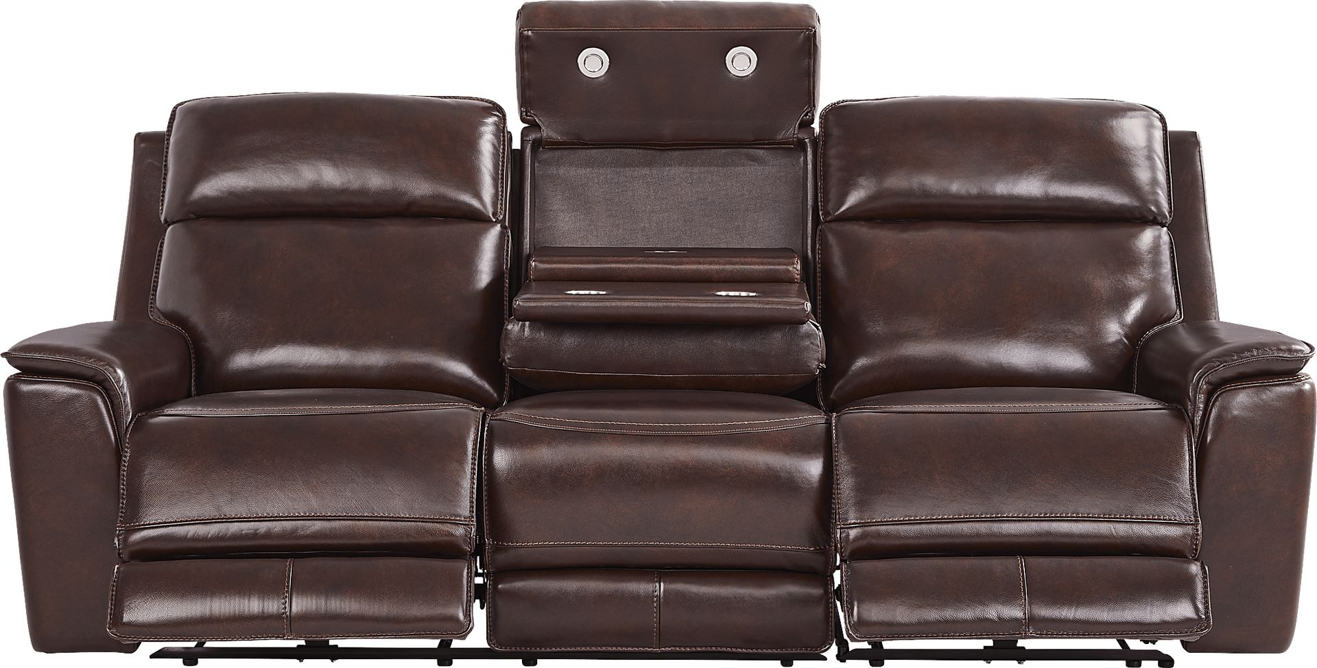 Magellan Merlot Leather Dual Power Reclining Sofa - Image 3
