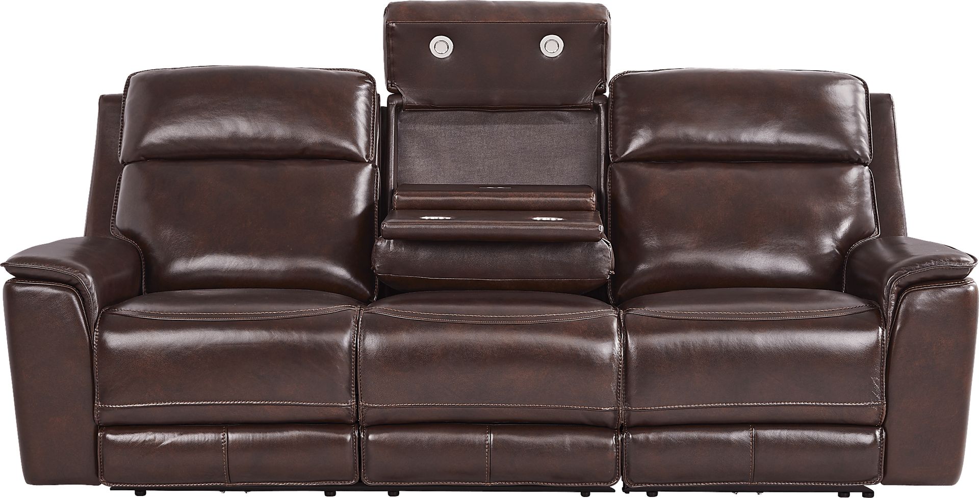 Magellan Merlot Leather Dual Power Reclining Sofa - Image 4