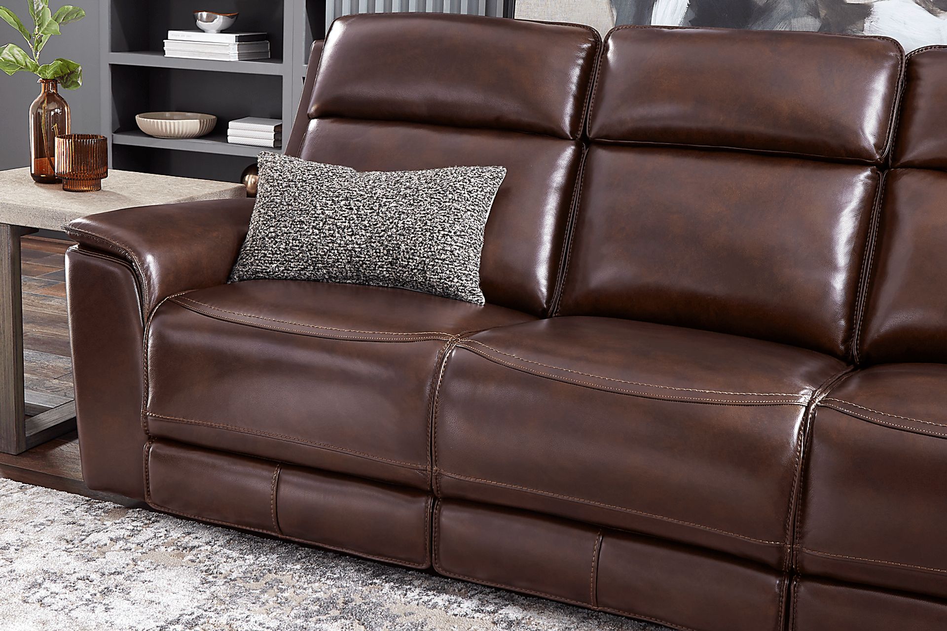 Magellan Merlot Leather Dual Power Reclining Sofa - Image 5