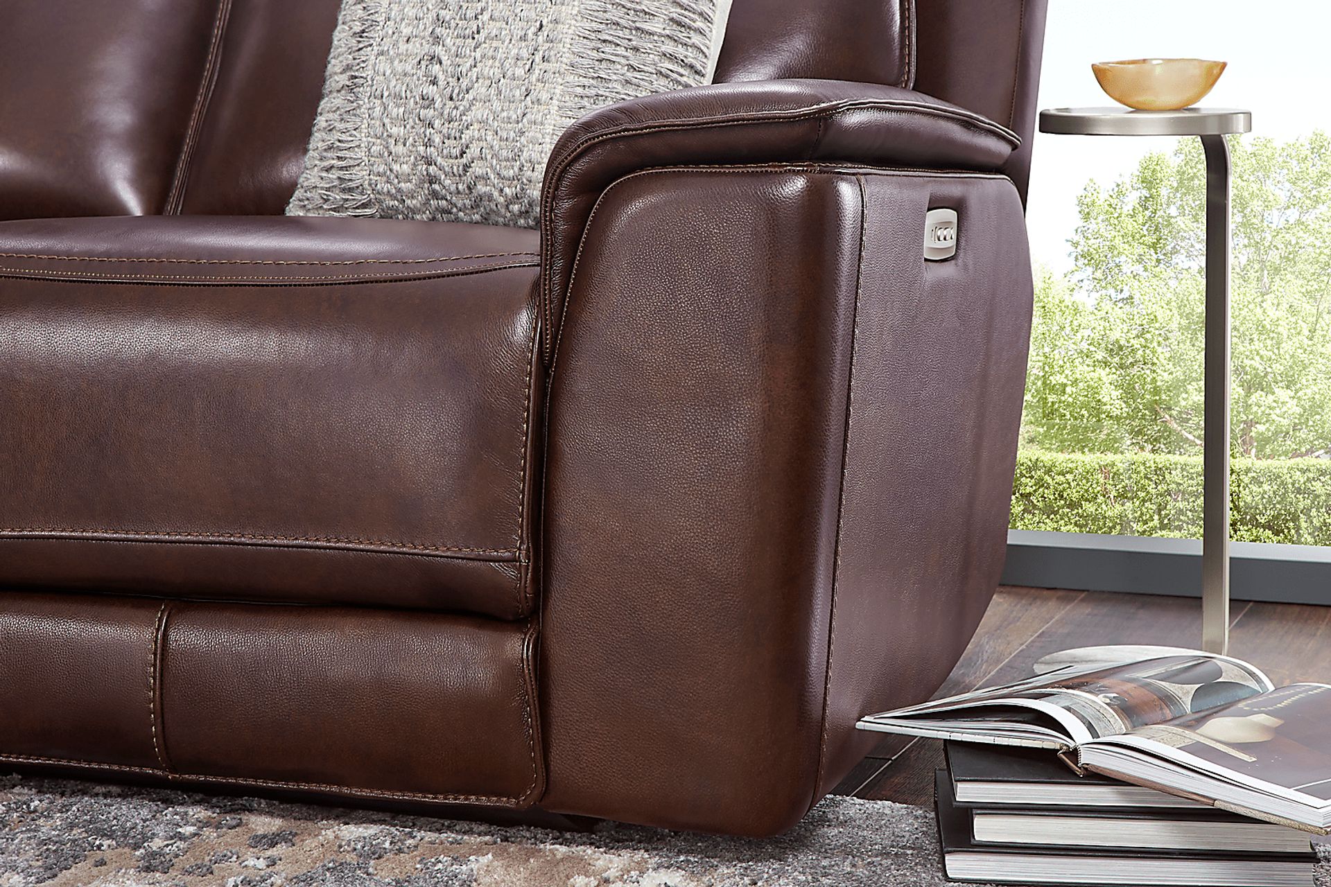 Magellan Merlot Leather Dual Power Reclining Sofa - Image 8