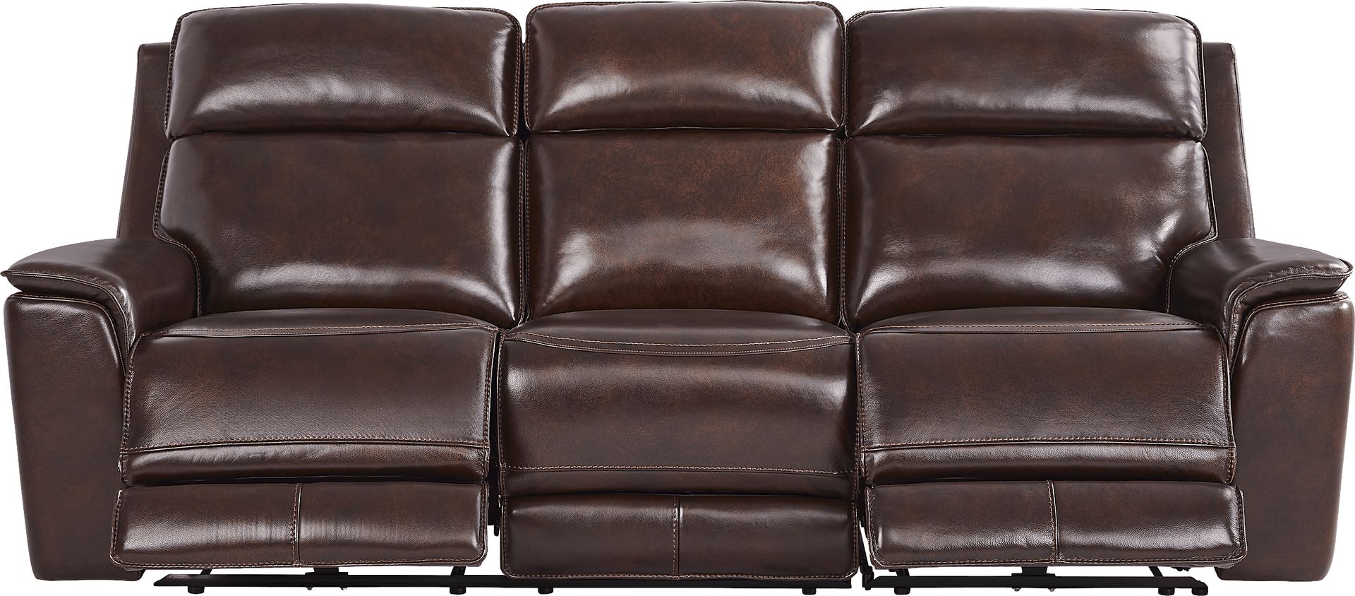 Magellan Merlot Leather Dual Power Reclining Sofa - Image 1