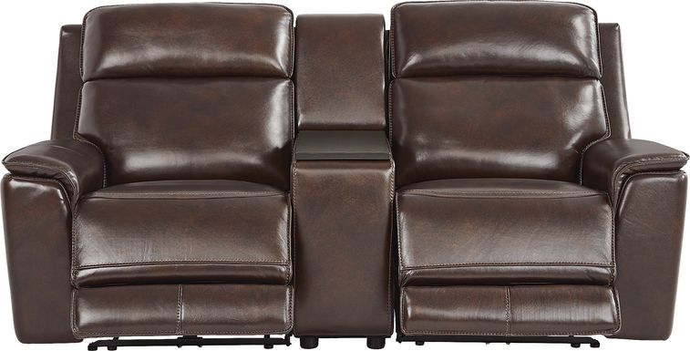 Magellan Merlot Leather Reclining Console Loveseat
