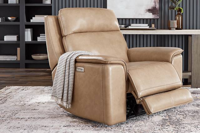 Magellan Sand Leather Dual Power Recliner - Thumbnail - Image 4