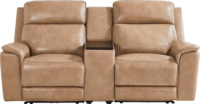 Magellan Sand Leather Dual Power Reclining Console Loveseat - Thumbnail - Image 2