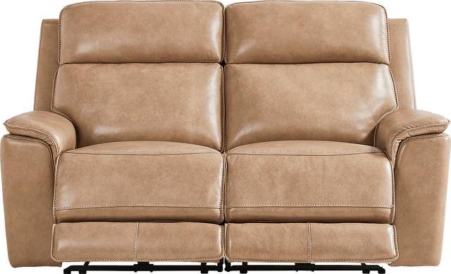 Magellan Sand Leather Dual Power Reclining Loveseat - Thumbnail - Image 1