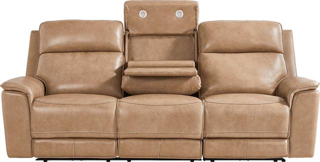 Magellan Sand Leather Dual Power Reclining Sofa - Thumbnail - Image 3