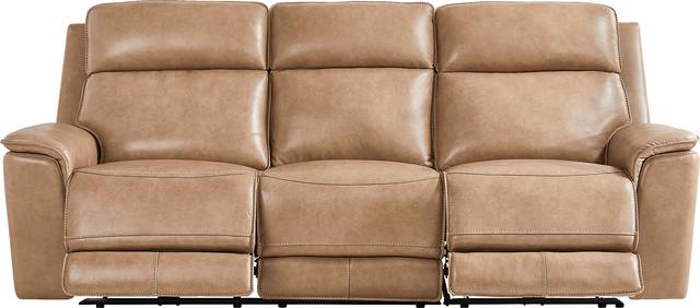 Magellan Sand Leather Dual Power Reclining Sofa - Thumbnail - Image 1