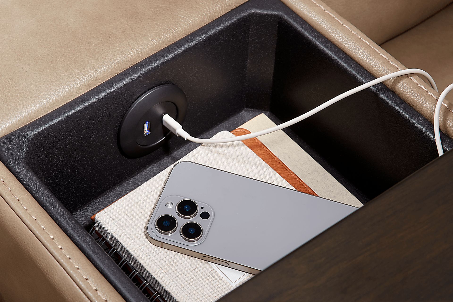 Magellan Sand Leather 5 Pc Dual Power Reclining Living Room - Image 14