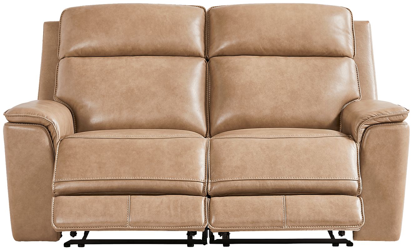 Magellan Sand Leather Reclining Loveseat