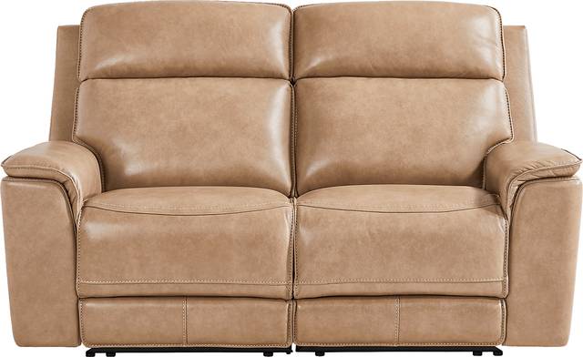 Magellan Sand Leather Reclining Loveseat - Thumbnail - Image 2