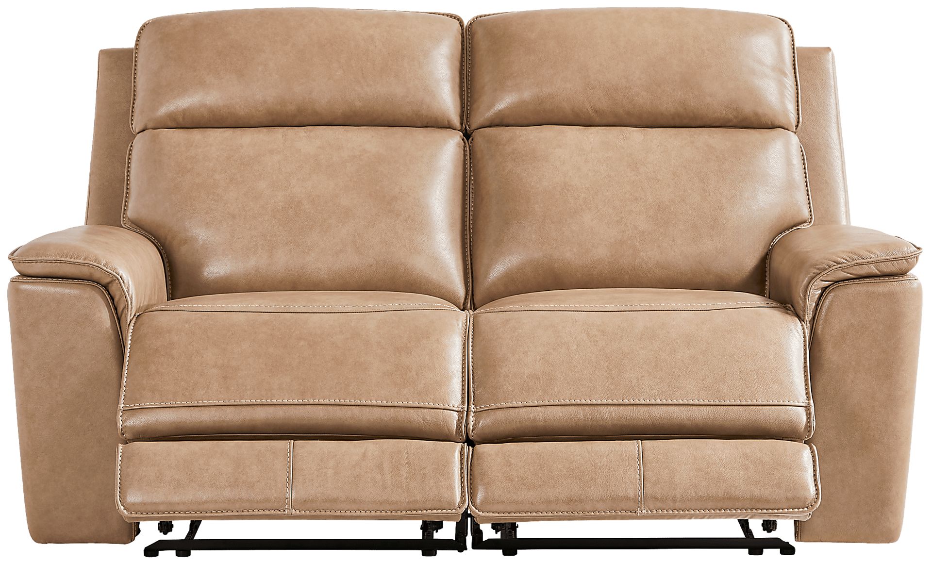 Magellan Sand Leather Reclining Loveseat - Image 1
