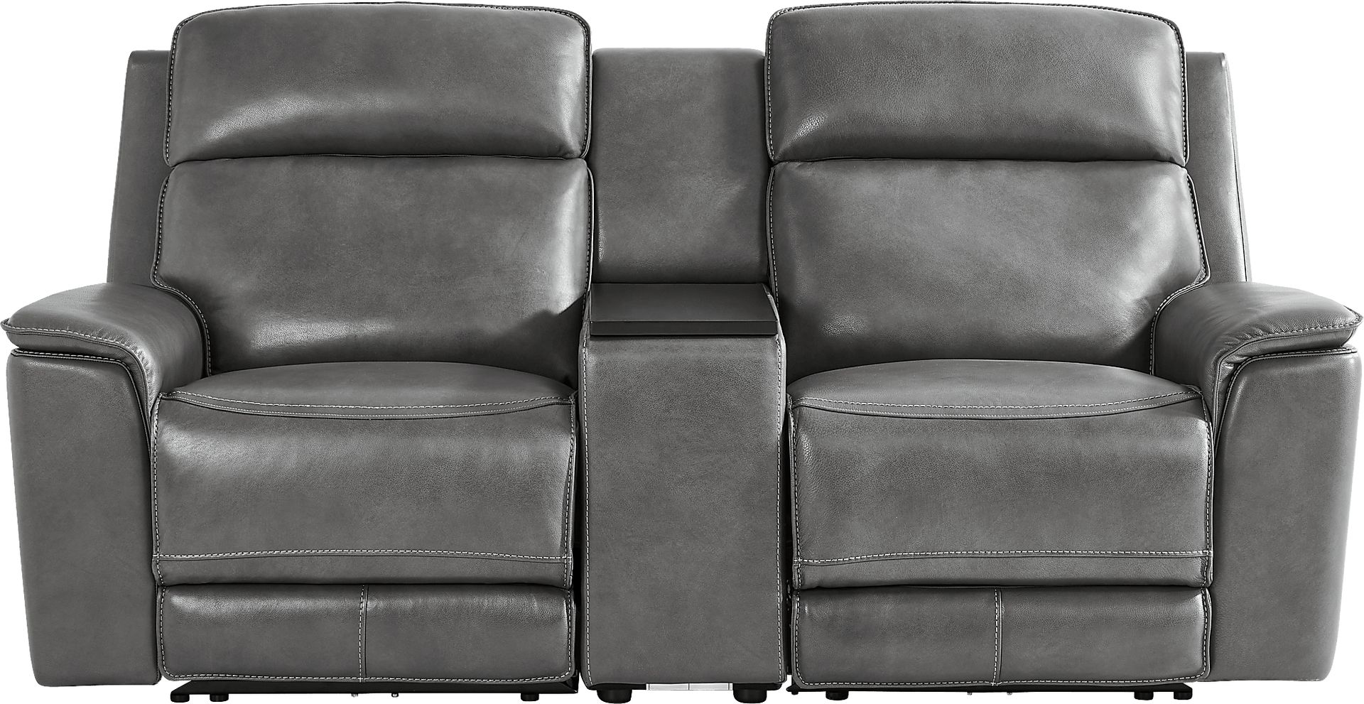 Magellan Smoke Leather Dual Power Reclining Console Loveseat - Image 2
