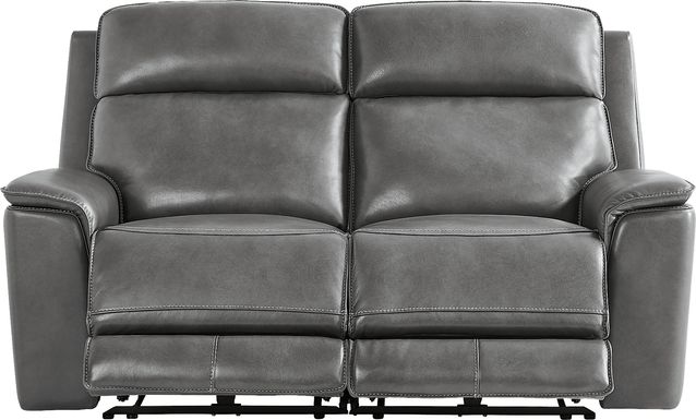 Magellan Smoke Leather Dual Power Reclining Loveseat