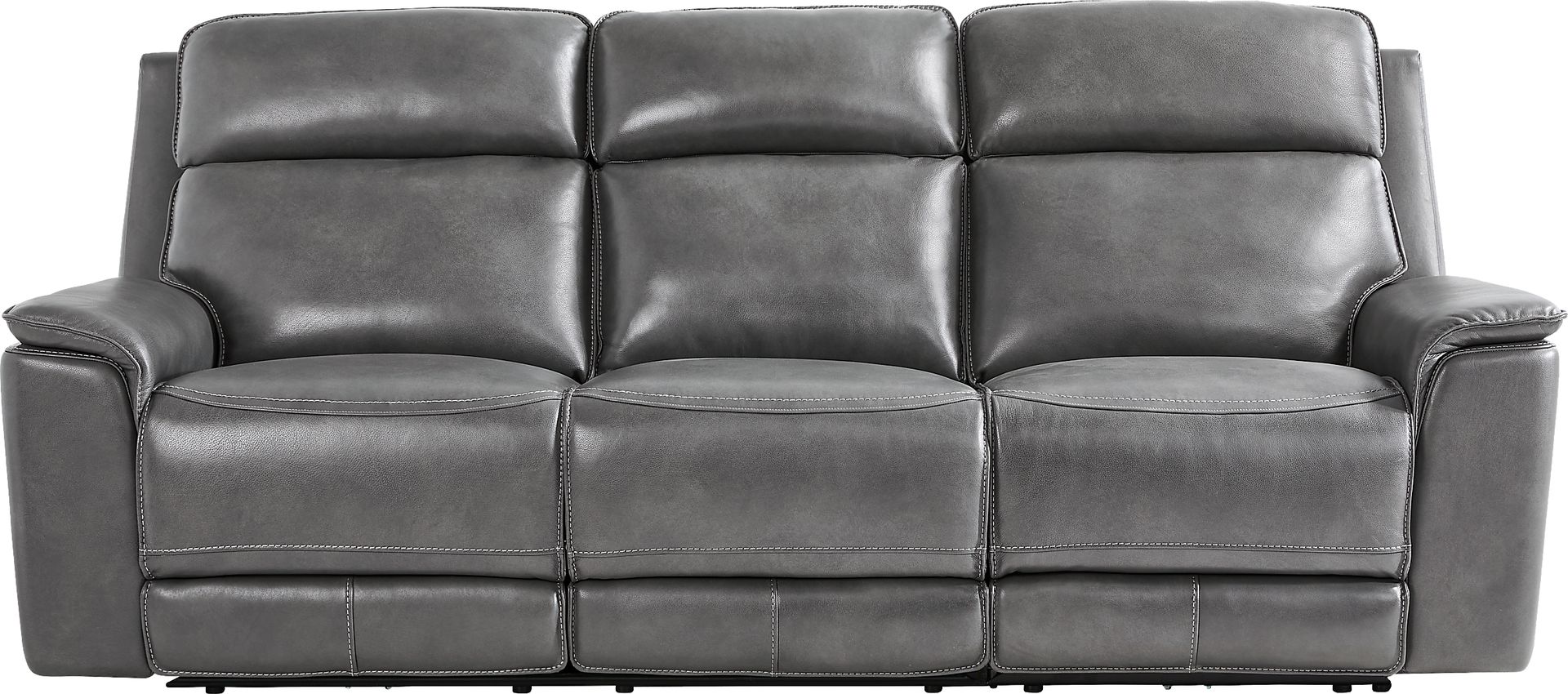Magellan Smoke Leather Dual Power Reclining Sofa - Image 5